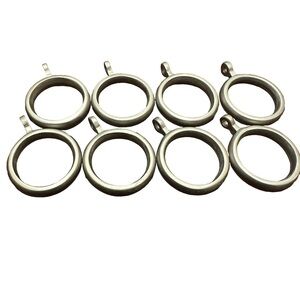 8 Brass Curtain Rings with Eye Polished Nickel Color, OD 1.5" ID 1.25"